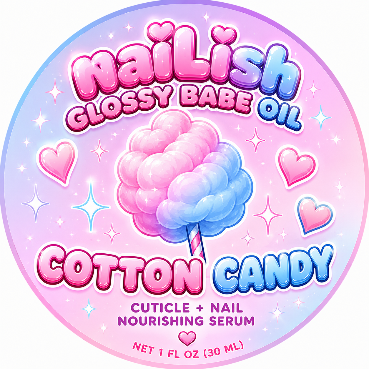 Cotton Candy Glossy Babe Oil label