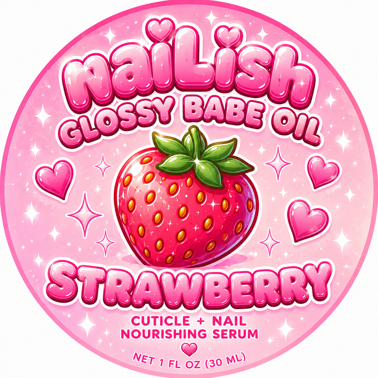Strawberry Glossy Babe Oil label