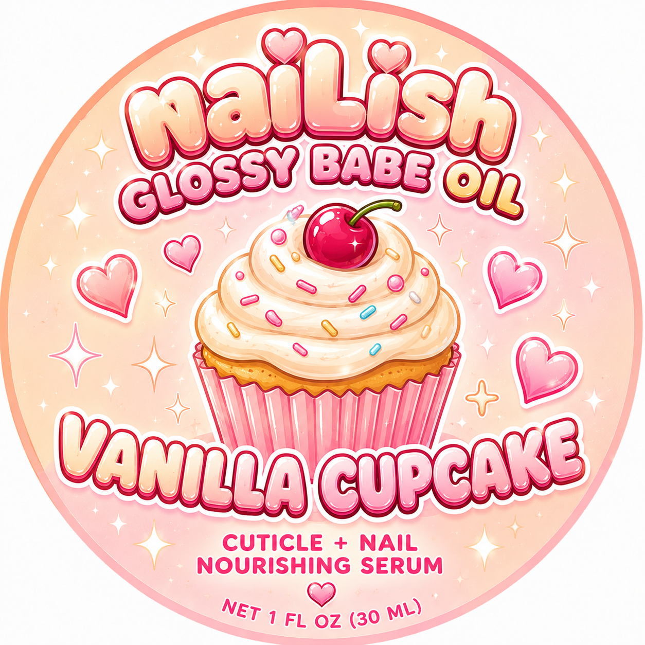 Vanilla Cupcake Glossy Babe Oil label