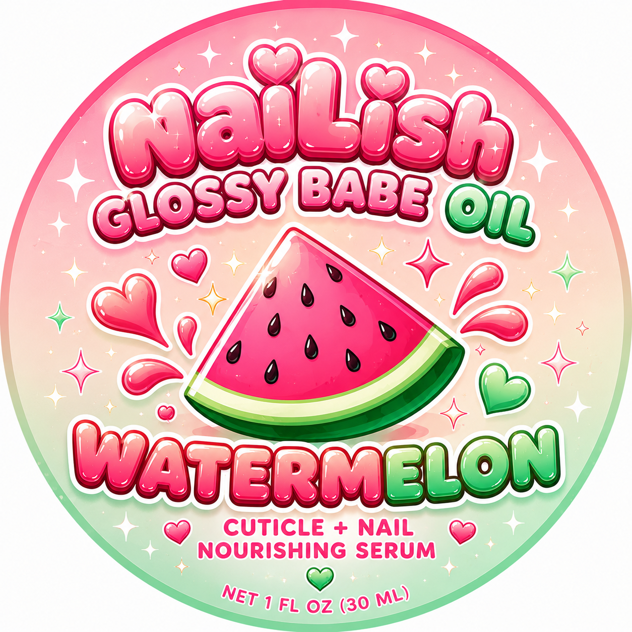 Watermelon Glossy Babe Oil label